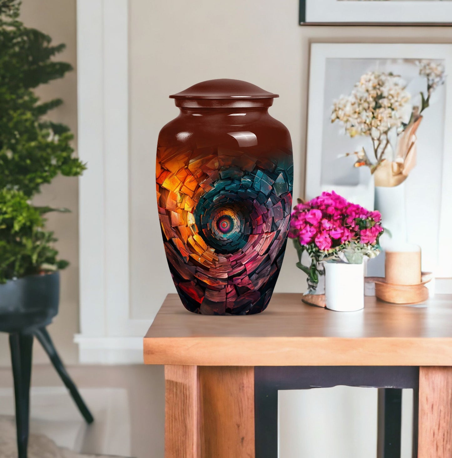 Classic spiral urn for adult human ashes, customizable 