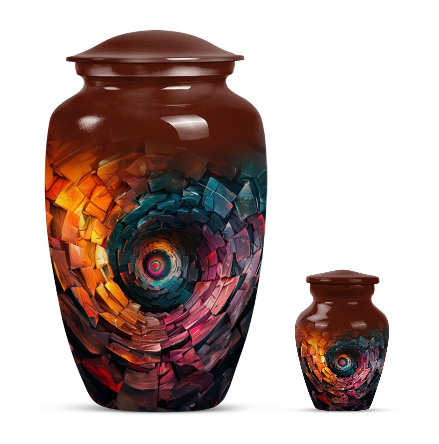 Classic spiral urn for adult human ashes, customizable 