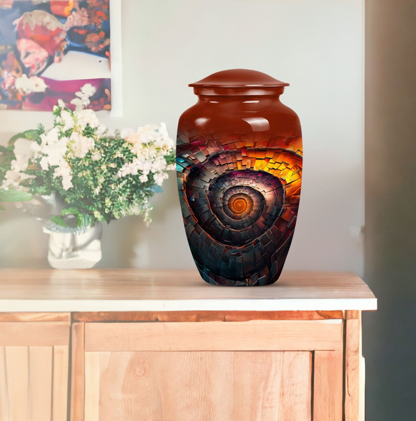 10-inch classic spiral urn, perfect for men's cremation.