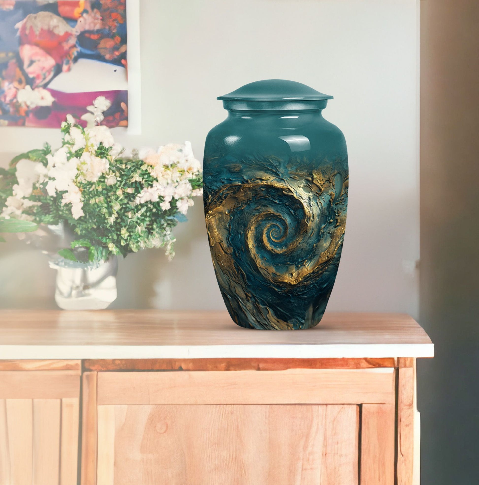 Classic 10-inch spiral urn for women's cremation,