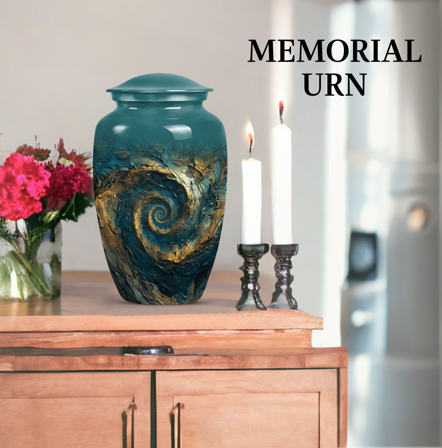 Classic 10-inch spiral urn for women's cremation,