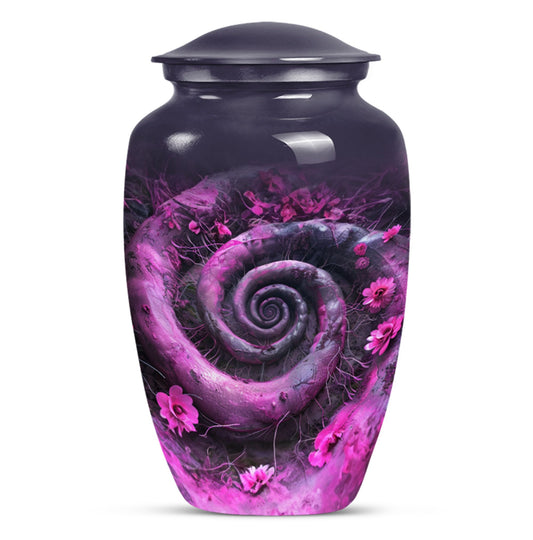 classic spiral Aluminium cremation urn for human ashes.