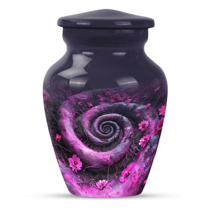 classic spiral Aluminium cremation urn for human ashes.