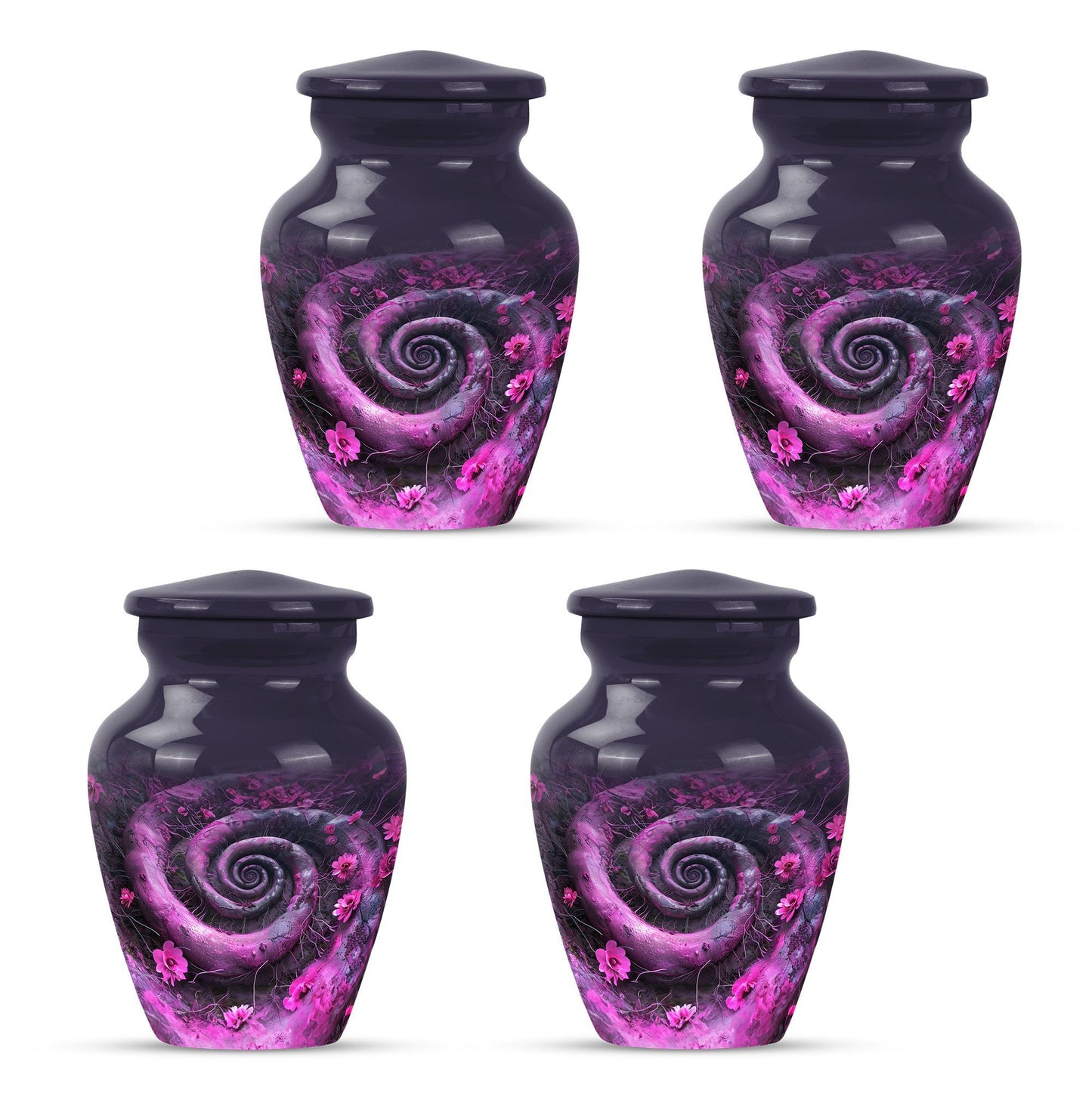 classic spiral Aluminium cremation urn for human ashes.