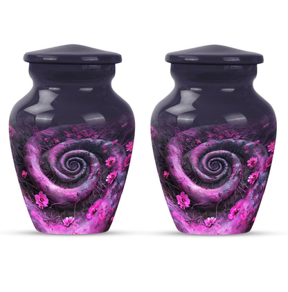 classic spiral Aluminium cremation urn for human ashes.