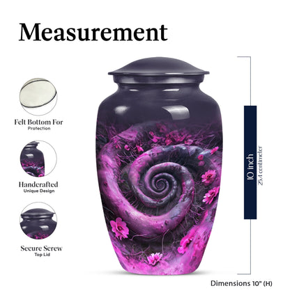 classic spiral Aluminium cremation urn for human ashes.