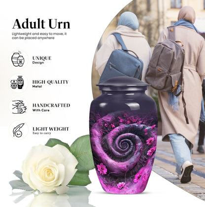 classic spiral Aluminium cremation urn for human ashes.
