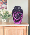 classic spiral Aluminium cremation urn for human ashes.