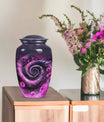 classic spiral Aluminium cremation urn for human ashes.