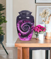 classic spiral Aluminium cremation urn for human ashes.