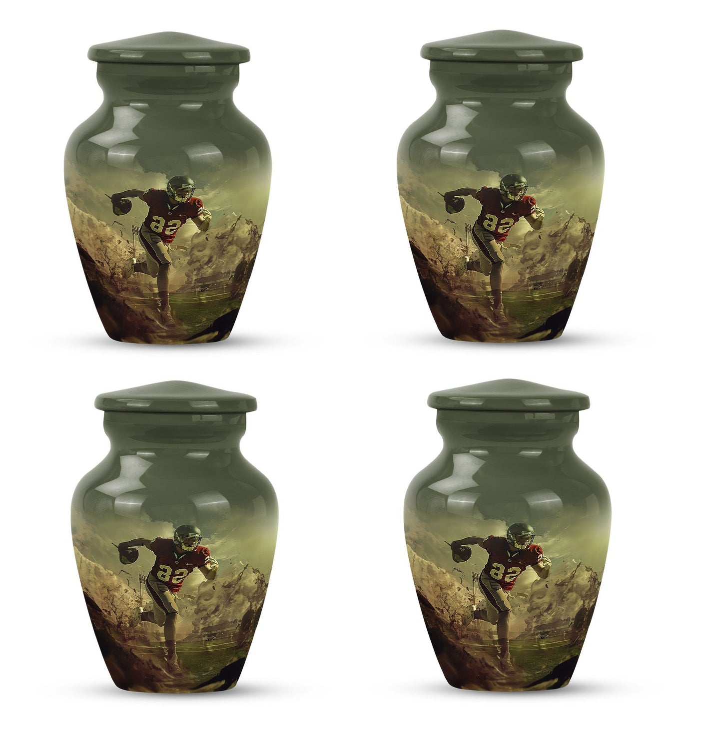 10-inch classic football urn for adult ashes, customizable and accompanied by velvet pouch