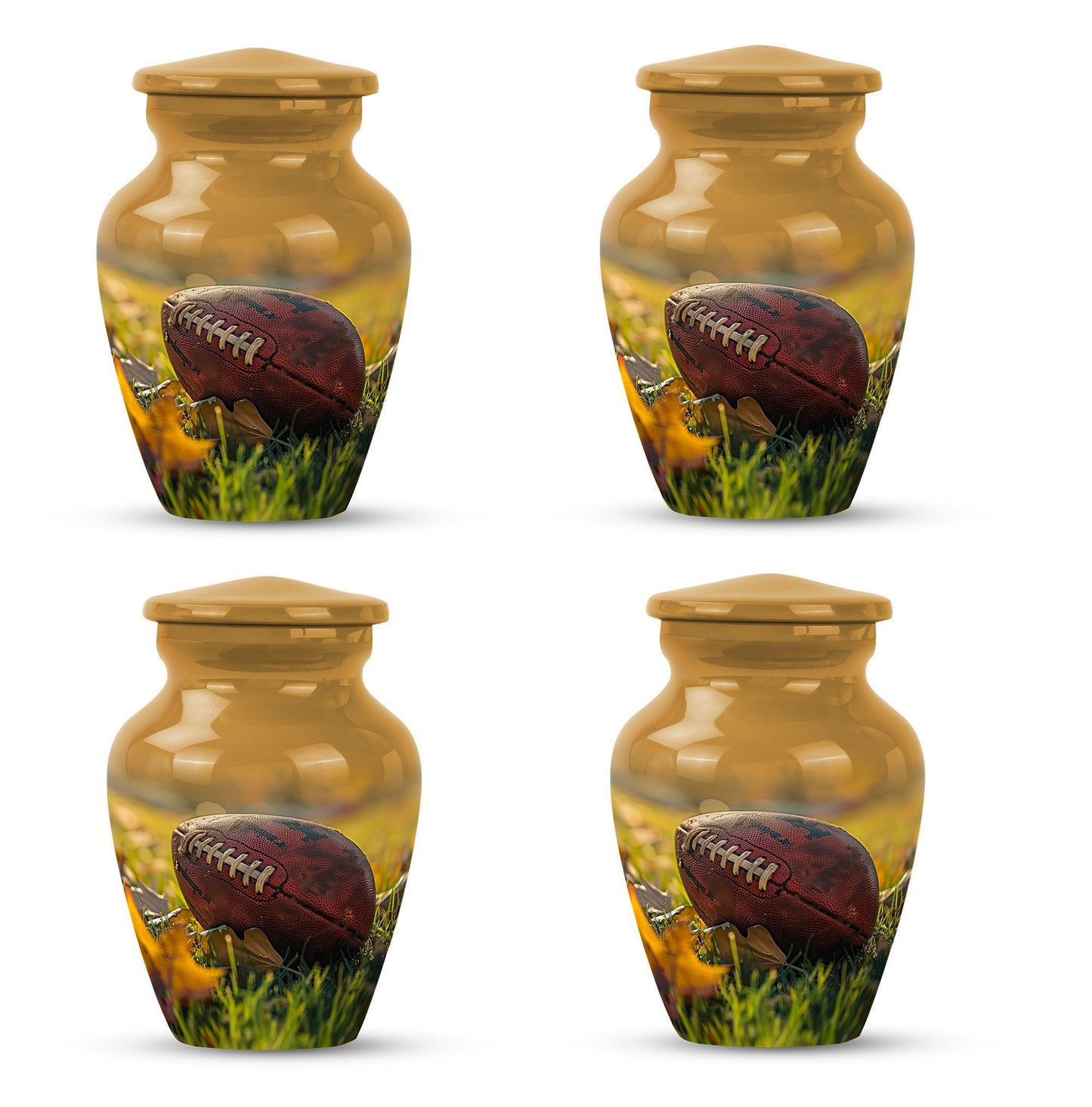 10-inch classic football urn made of aluminium.