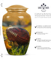10-inch classic football urn made of aluminium.