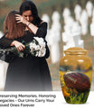 10-inch classic football urn made of aluminium.