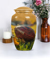 10-inch classic football urn made of aluminium.