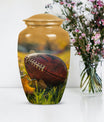 10-inch classic football urn made of aluminium.