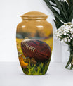 10-inch classic football urn made of aluminium.