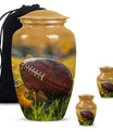 10-inch classic football urn made of aluminium.