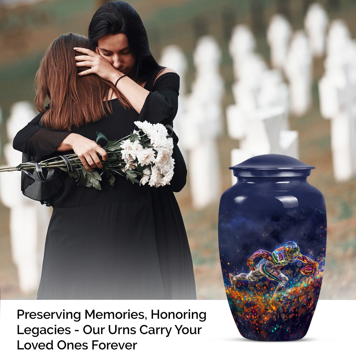 football memorial medium urn.