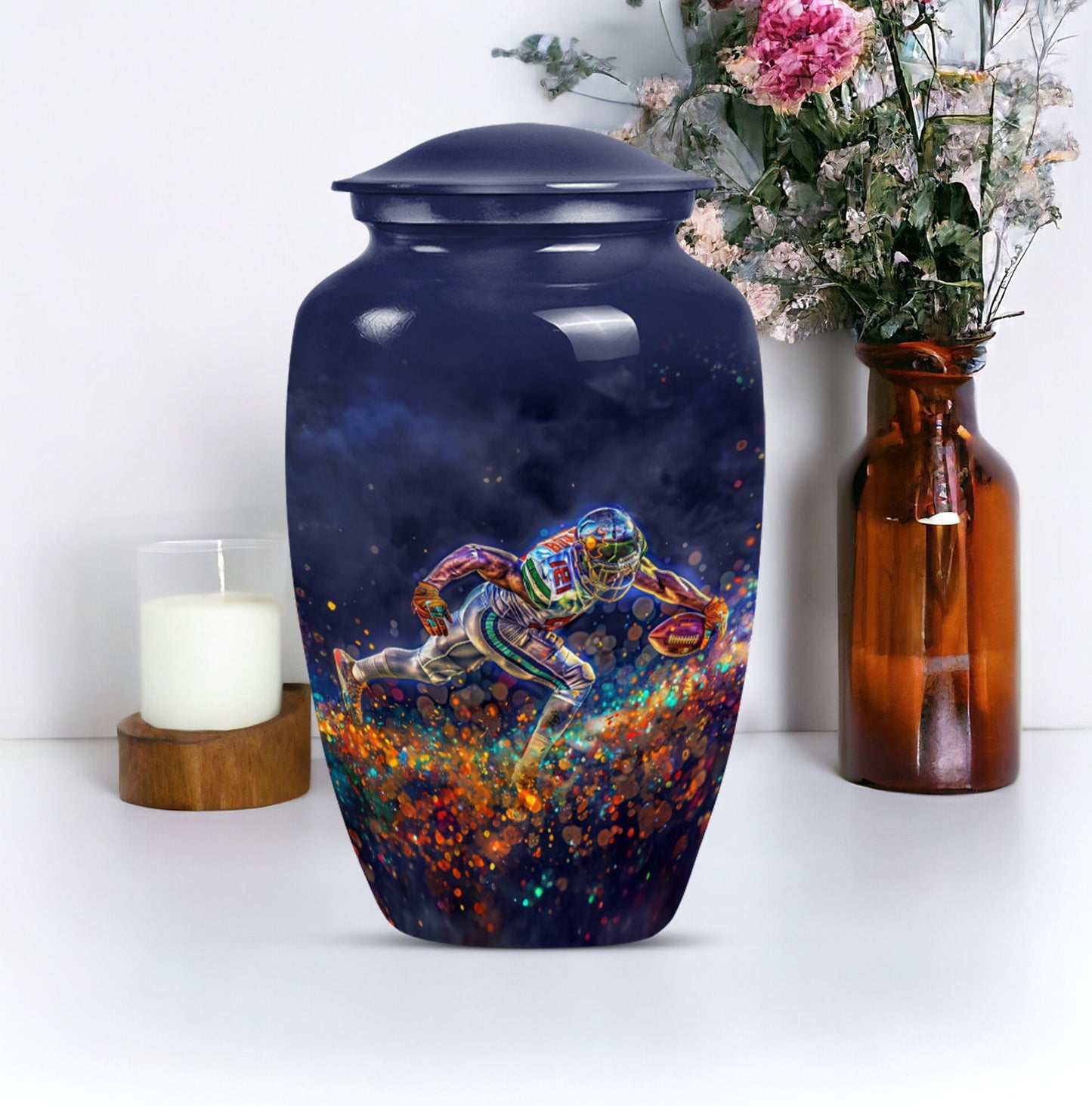 football memorial medium urn.