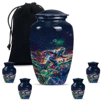 Classic 10 inch football theme cremation urn