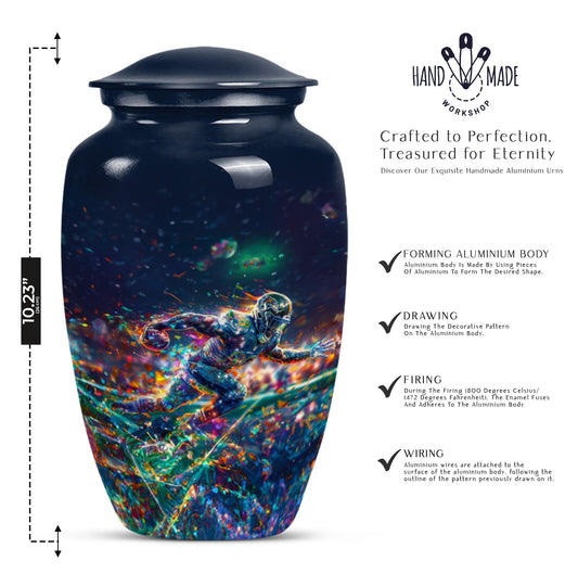 Classic 10 inch football theme cremation urn