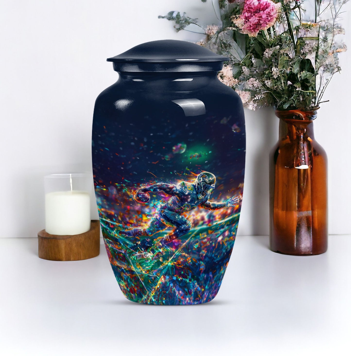 Classic 10 inch football theme cremation urn