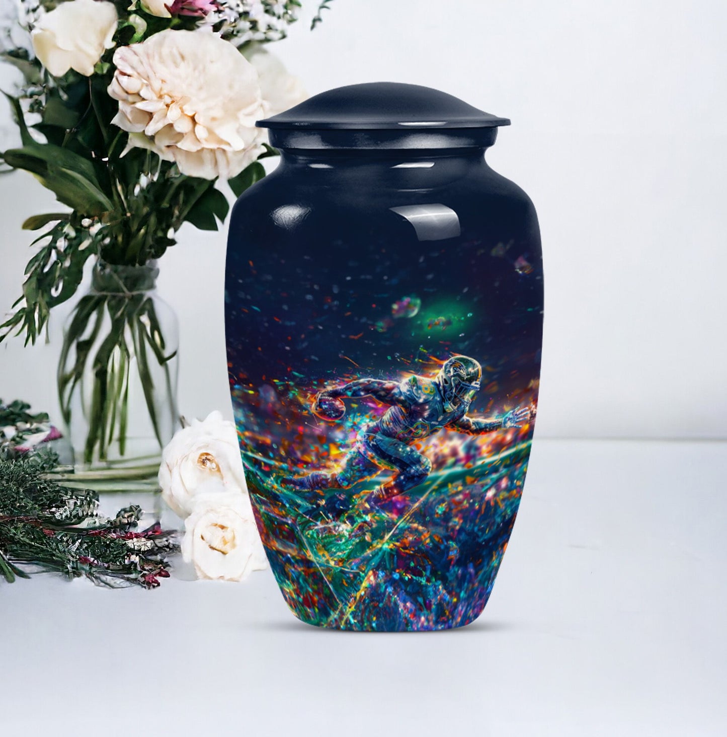 Classic 10 inch football theme cremation urn