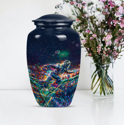 Classic 10 inch football theme cremation urn