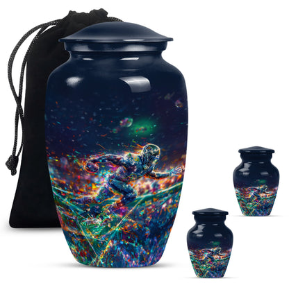 Classic 10 inch football theme cremation urn