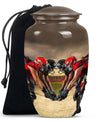 10-inch classic football urn made of aluminum for human ashes.