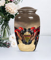 10-inch classic football urn made of aluminum for human ashes.
