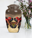 10-inch classic football urn made of aluminum for human ashes.