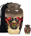 10-inch classic football urn made of aluminum for human ashes.