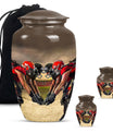 10-inch classic football urn made of aluminum for human ashes.