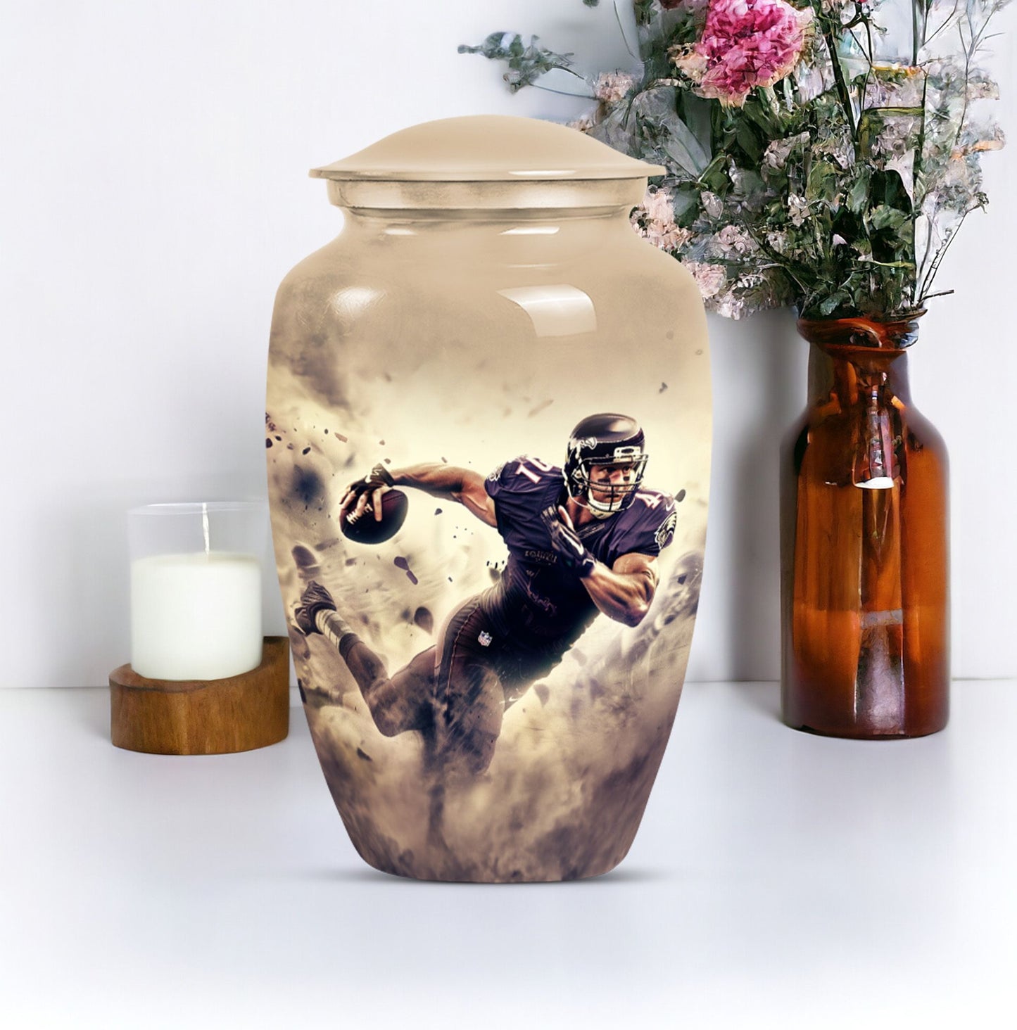 10-inch classic football urn for ashes, 