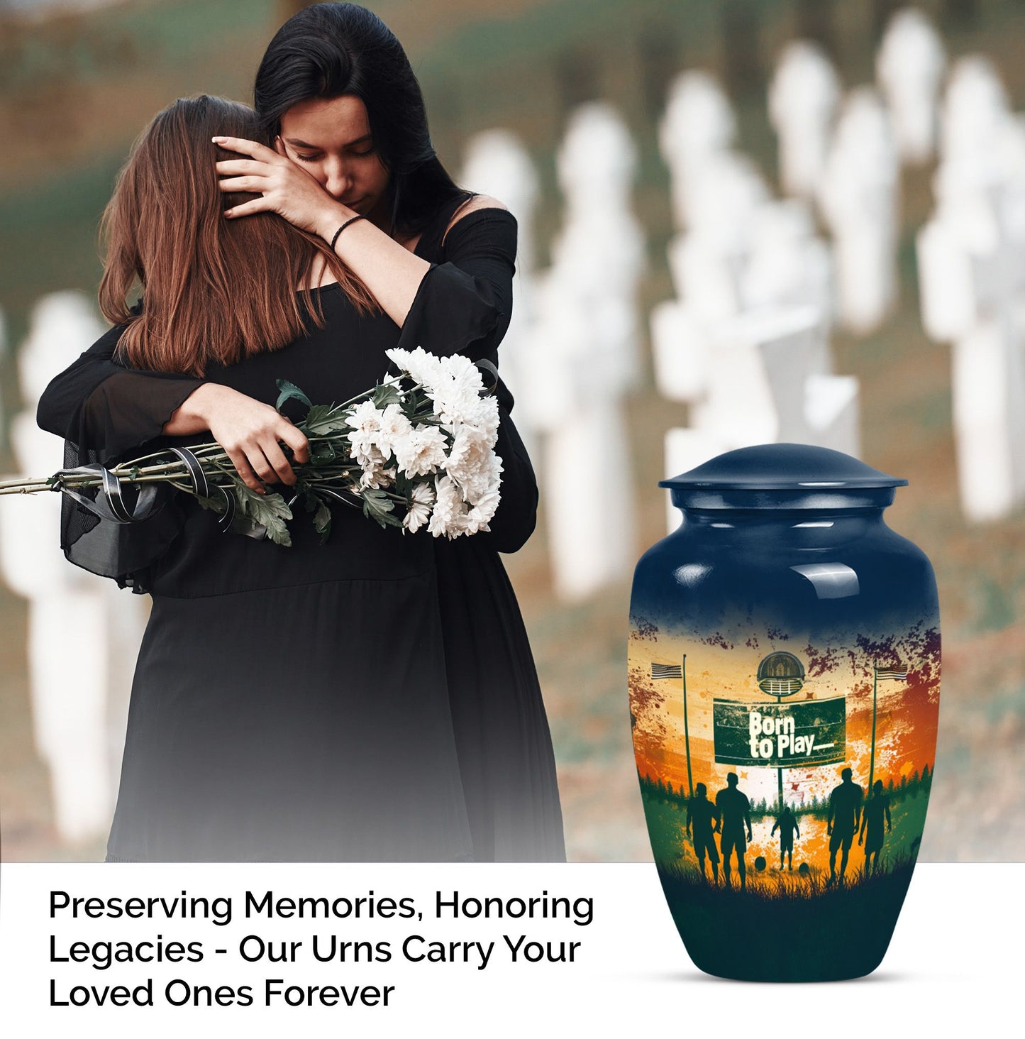 football urn cremation ashes