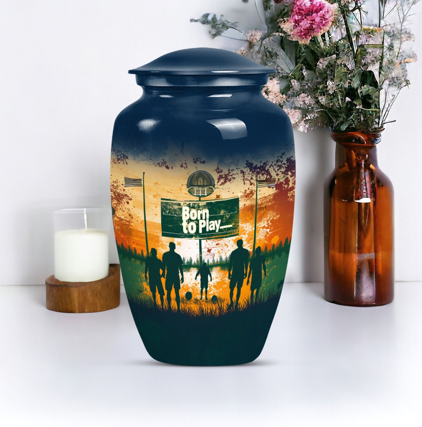 football urn cremation ashes