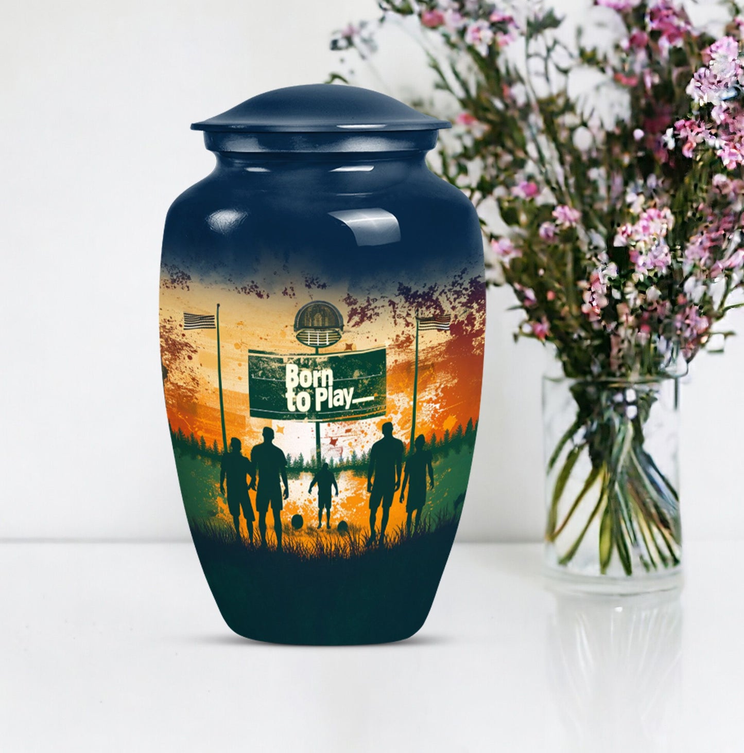 football urn cremation ashes