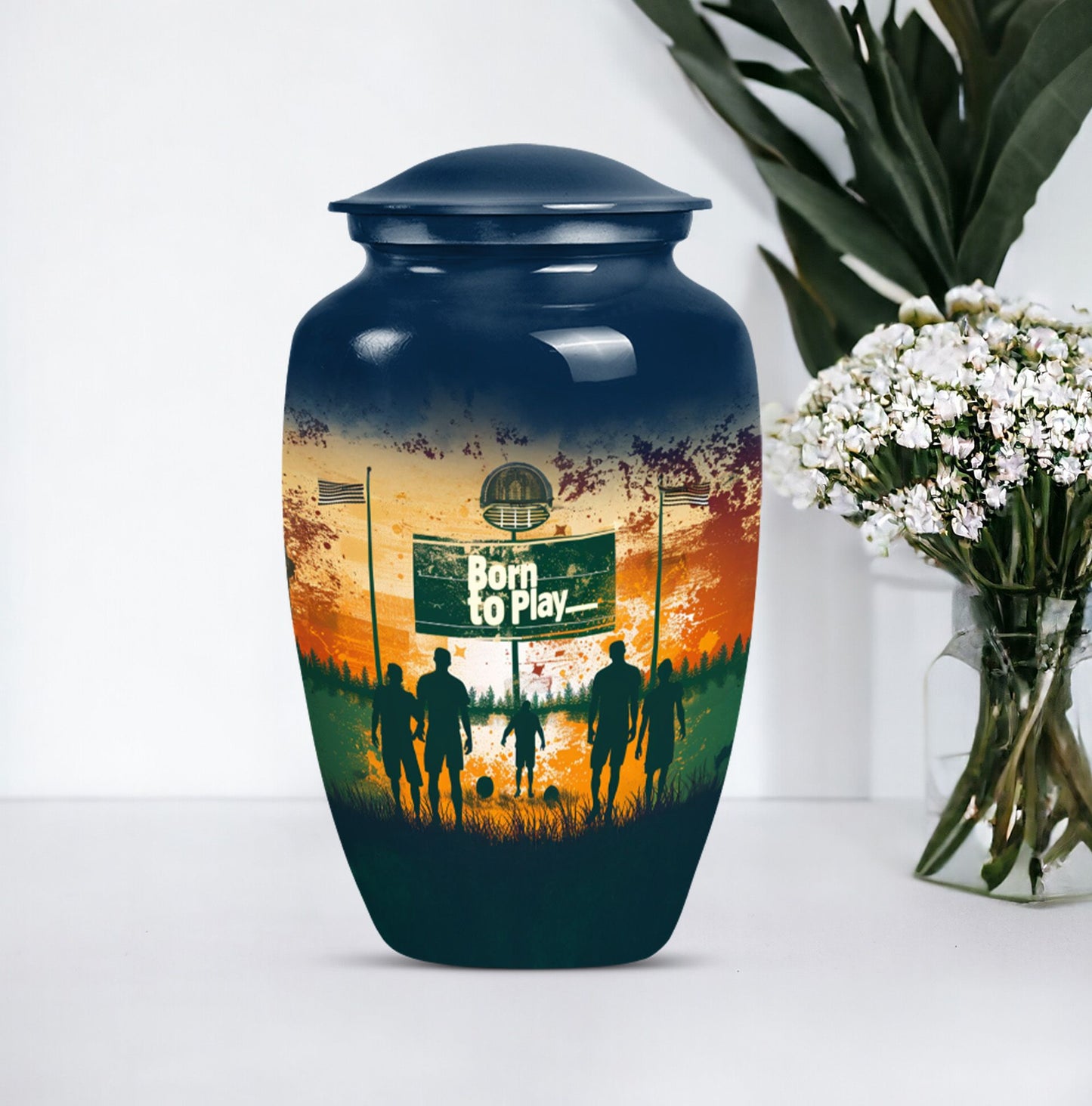 football urn cremation ashes