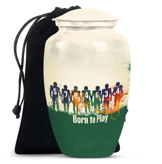 Classic 10-inch football urn for burial ashes.