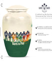 Classic 10-inch football urn for burial ashes.