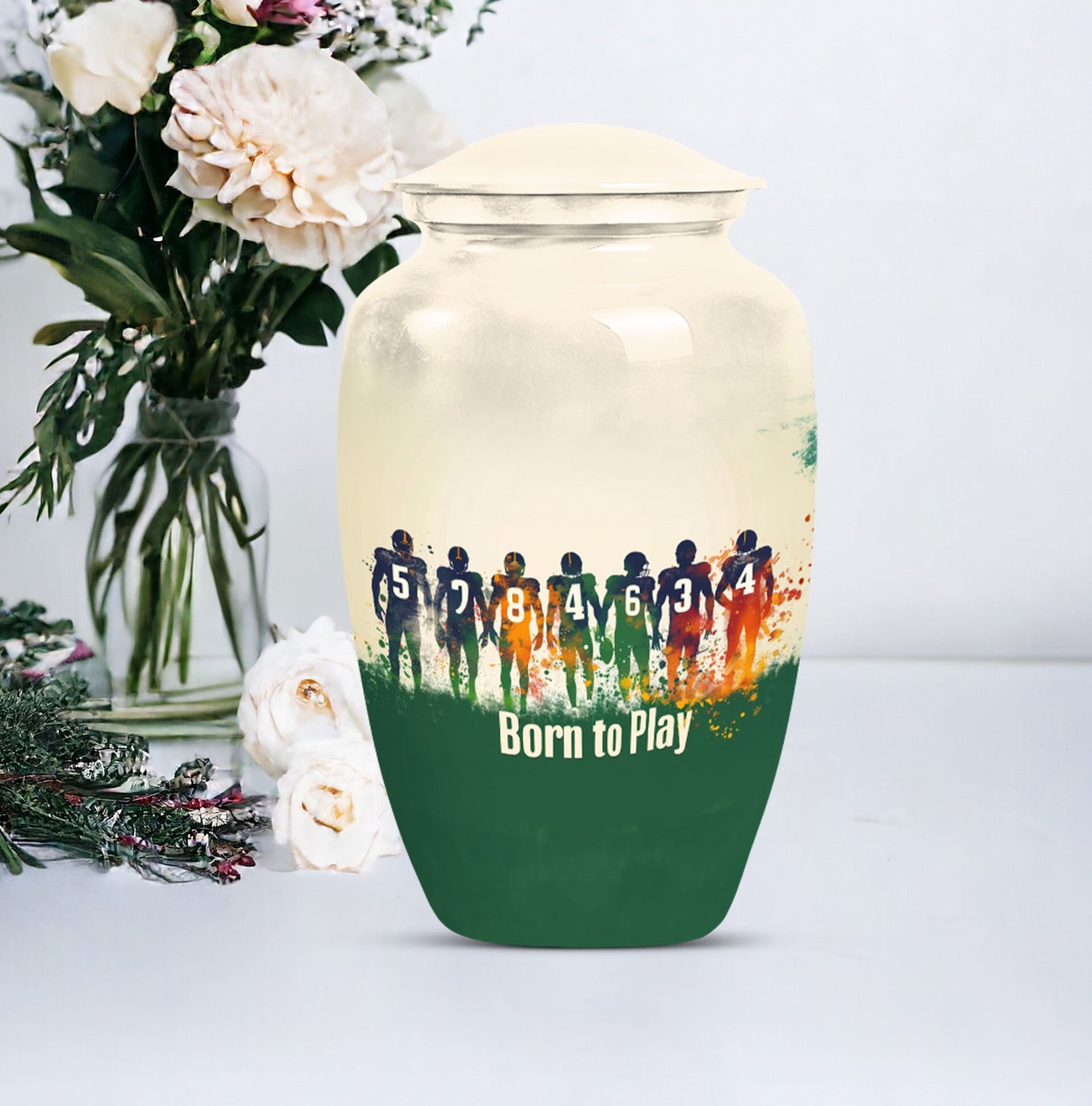 Classic 10-inch football urn for burial ashes.