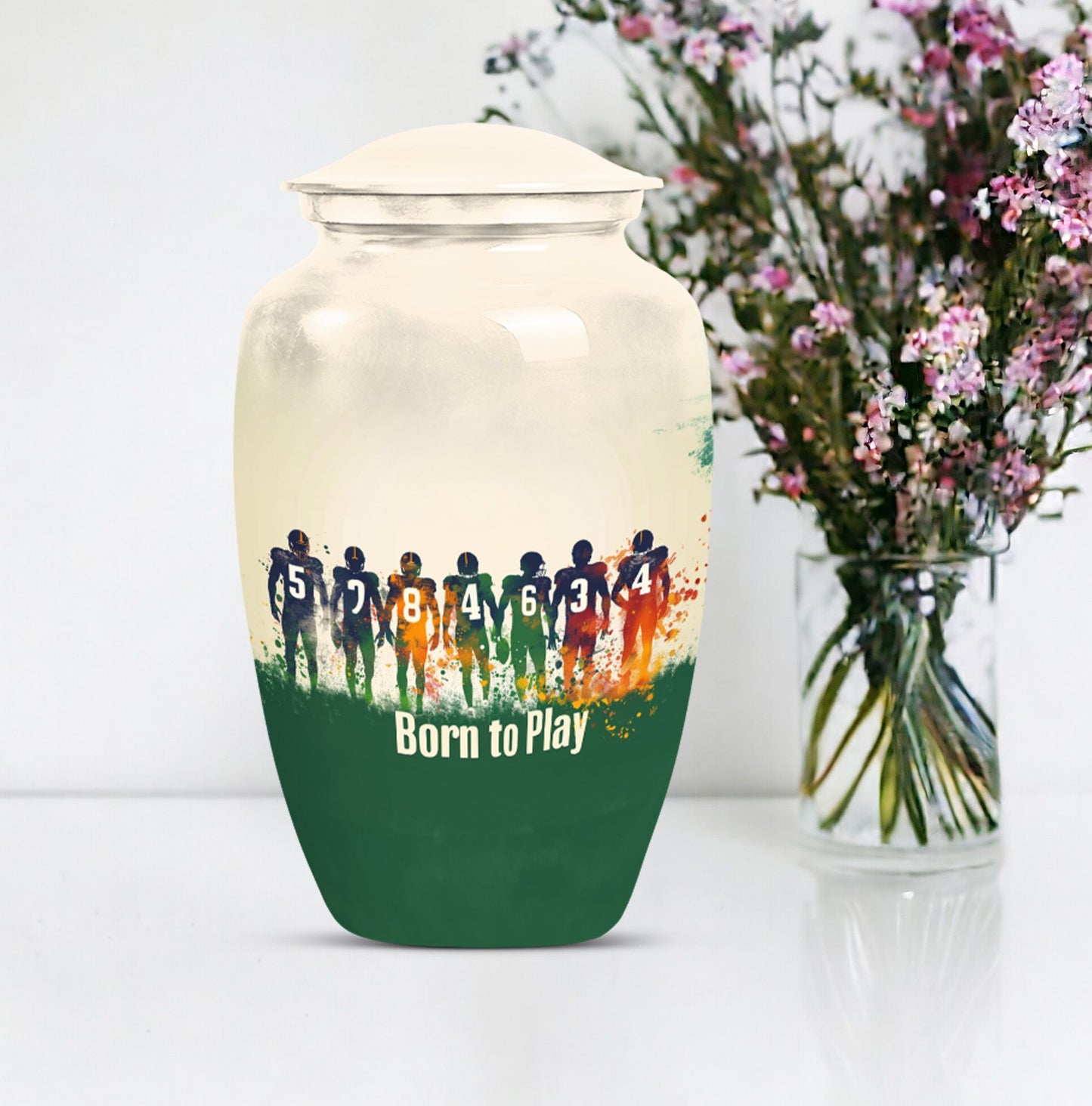 Classic 10-inch football urn for burial ashes.