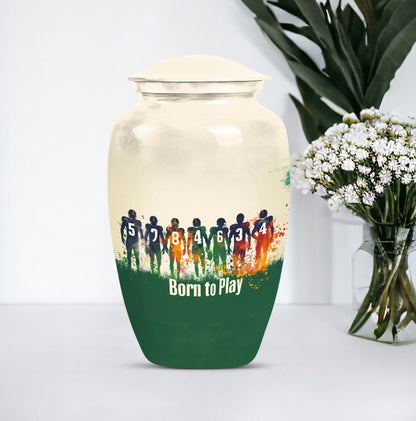Classic 10-inch football urn for burial ashes.