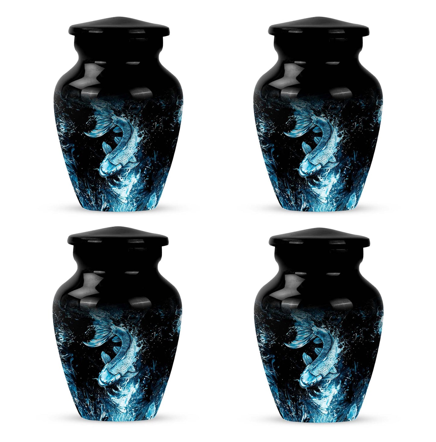 10 inch classic fish-themed urn made of aluminum, 