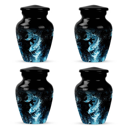10 inch classic fish-themed urn made of aluminum, 