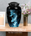 10 inch classic fish-themed urn made of aluminum, 