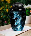 10 inch classic fish-themed urn made of aluminum, 