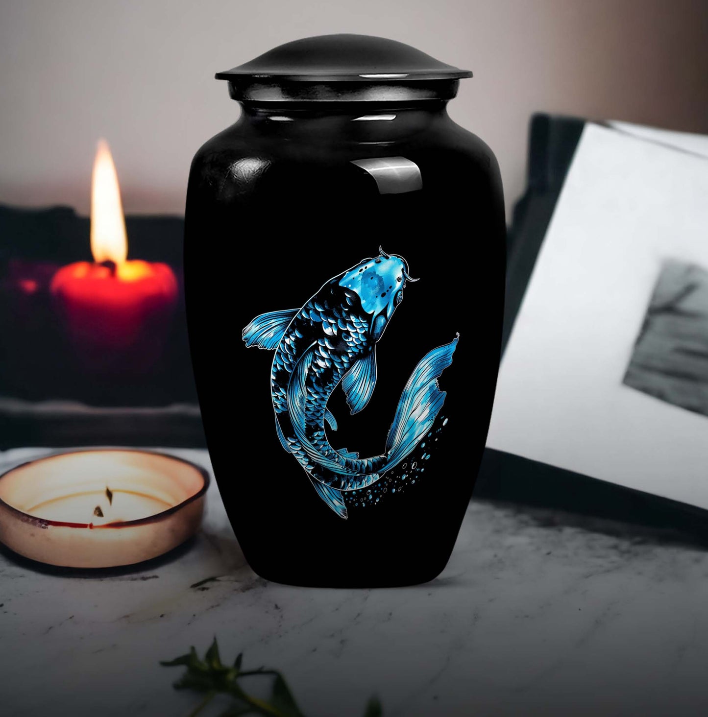 Classic fish urn crafted from aluminium for adult ashes